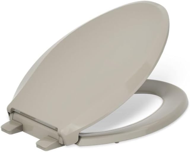 KOHLER 4636-RL-96 Cachet ReadyLatch Elongated Toilet Seat Slow Close Soft Close, Toilet Seat Quiet Lid, Contoured Grip-Tight Bumpers Installation Hardware, Apartment Essentials, Biscuit