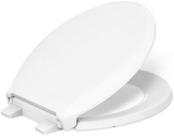 KOHLER 4636-RL-96 Cachet ReadyLatch Elongated Toilet Seat Slow Close Soft Close, Toilet Seat Quiet Lid, Contoured Grip-Tight Bumpers Installation Hardware, Apartment Essentials, Biscuit