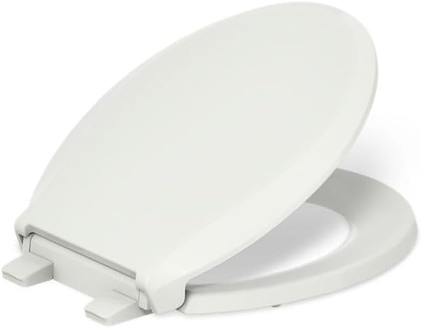 KOHLER 4636-RL-96 Cachet ReadyLatch Elongated Toilet Seat Slow Close Soft Close, Toilet Seat Quiet Lid, Contoured Grip-Tight Bumpers Installation Hardware, Apartment Essentials, Biscuit