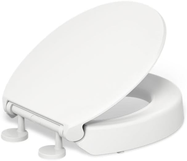KOHLER 25875-0 Hyten 3" Height, Elevated Soft Close Elongated Toilet Seat, Contoured Seat with Grip-Tight Bumpers, Quick-Attach Hardware, No Slam Toilet Seat, White