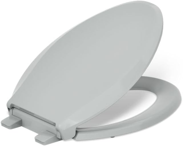KOHLER 4636-RL-96 Cachet ReadyLatch Elongated Toilet Seat Slow Close Soft Close, Toilet Seat Quiet Lid, Contoured Grip-Tight Bumpers Installation Hardware, Apartment Essentials, Biscuit