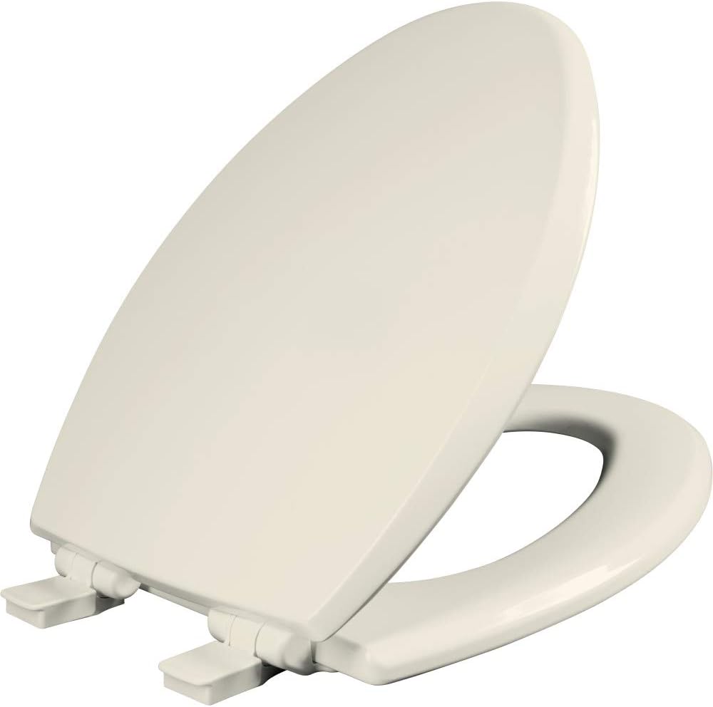 Mayfair Cassel Slow Close Toilet Seat, Easy Clean, Non Slip Premium Wood Seat, Easy Install, Made in USA, Elongated, Biscuit