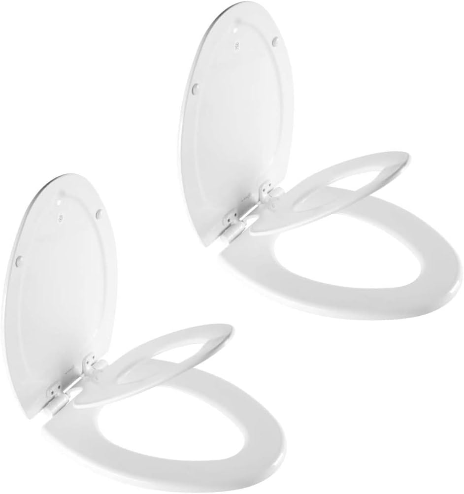 Mayfair NextStep2 Toilet Seat with Built-In Potty Training Seat, Slow-Close, Removable that will Never Loosen, Elongated, White, 2-Pack
