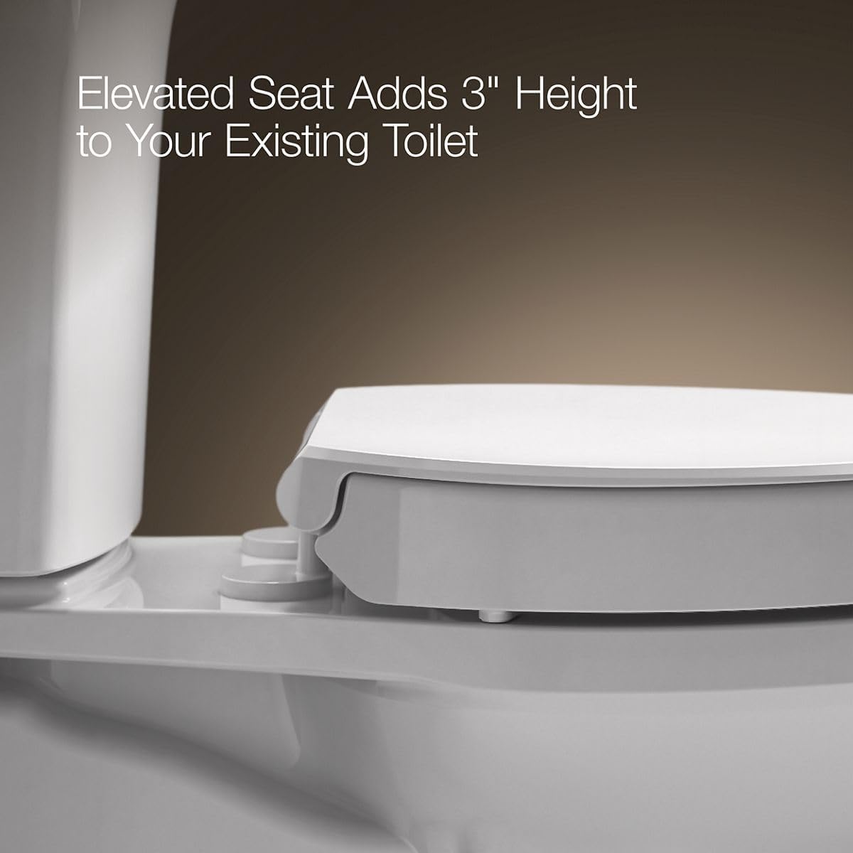 KOHLER 25875-0 Hyten 3" Height, Elevated Soft Close Elongated Toilet Seat, Contoured Seat with Grip-Tight Bumpers, Quick-Attach Hardware, No Slam Toilet Seat, White