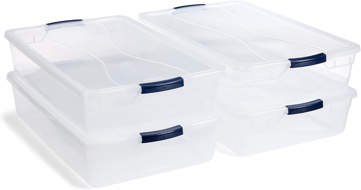 Rubbermaid Cleverstore 71 Qt Clear Storage Bins with Lids, 4-Pack, Stackable, BPA-Free, Made in USA