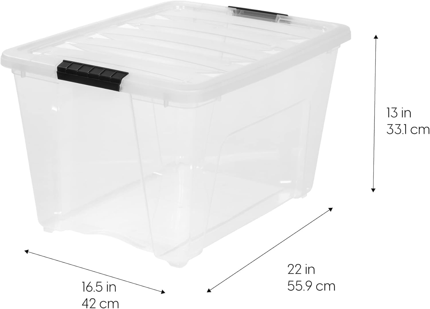 IRIS USA 54 Qt Stackable Plastic Storage Bins with Lids, 6 Pack - BPA-Free, Made in USA - See-Through Organizing Solution, Latches, Durable Nestable Containers, Secure Pull Handle - Clear