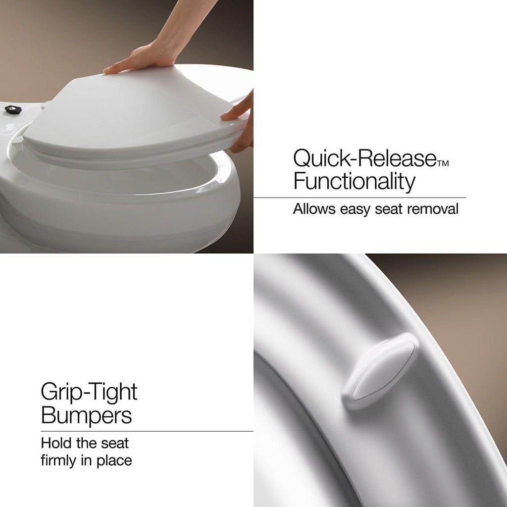 KOHLER 25875-0 Hyten 3" Height, Elevated Soft Close Elongated Toilet Seat, Contoured Seat with Grip-Tight Bumpers, Quick-Attach Hardware, No Slam Toilet Seat, White