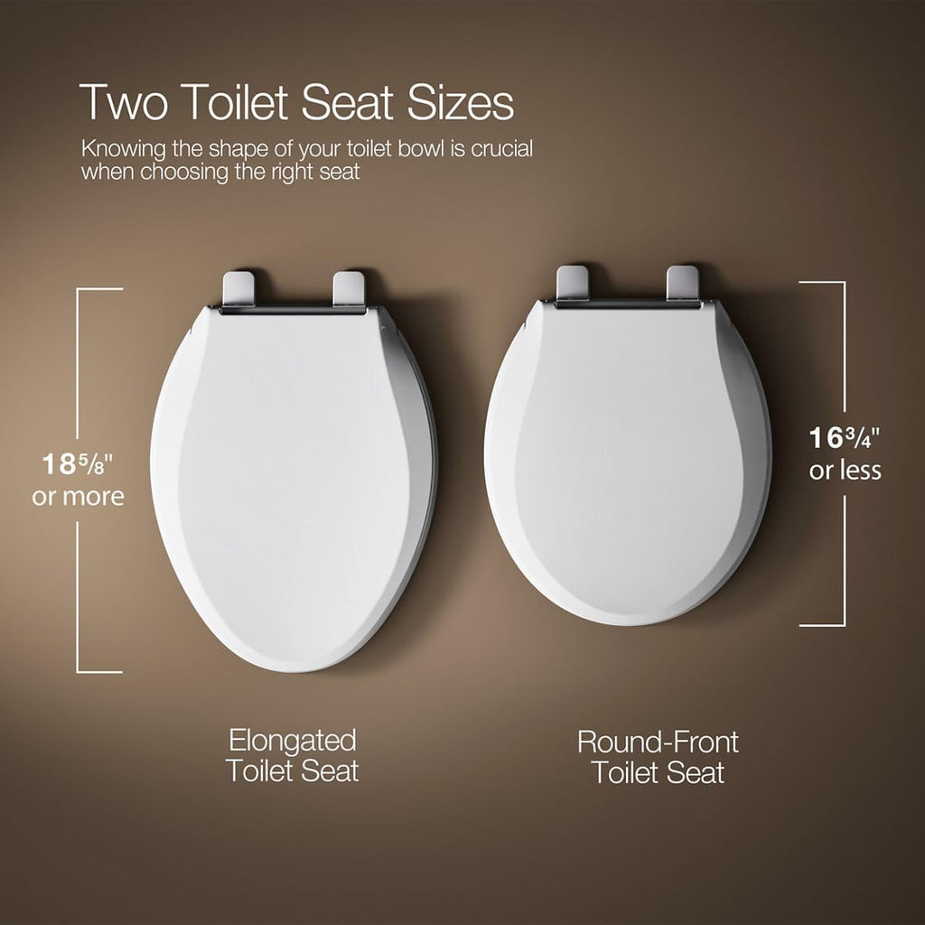 KOHLER 25875-0 Hyten 3" Height, Elevated Soft Close Elongated Toilet Seat, Contoured Seat with Grip-Tight Bumpers, Quick-Attach Hardware, No Slam Toilet Seat, White