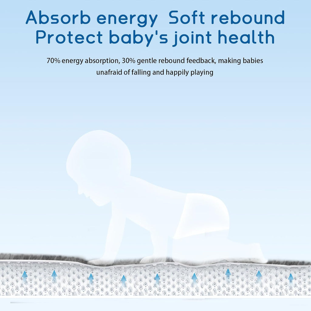 ILPEOD Baby Play Mat for Floor Tummy Time Nursery Rug Muscle Area Rug Playroom Rug Tatami Mat 6'7"x4'11" Memory Foam 1.3" Thick Crawling For Babies,Toddlers, Infants, Kids,Floor Mat(Grey)