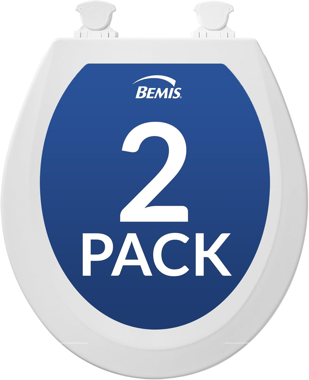 Bemis 1500EC Durable Wood Toilet Seat with Easy Clean Hinges, Made in USA, Elongated, White, 2-Pack