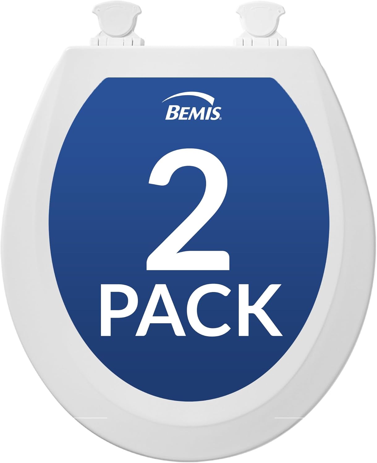 Bemis 1500EC Durable Wood Toilet Seat with Easy Clean Hinges, Made in USA, Elongated, White, 2-Pack