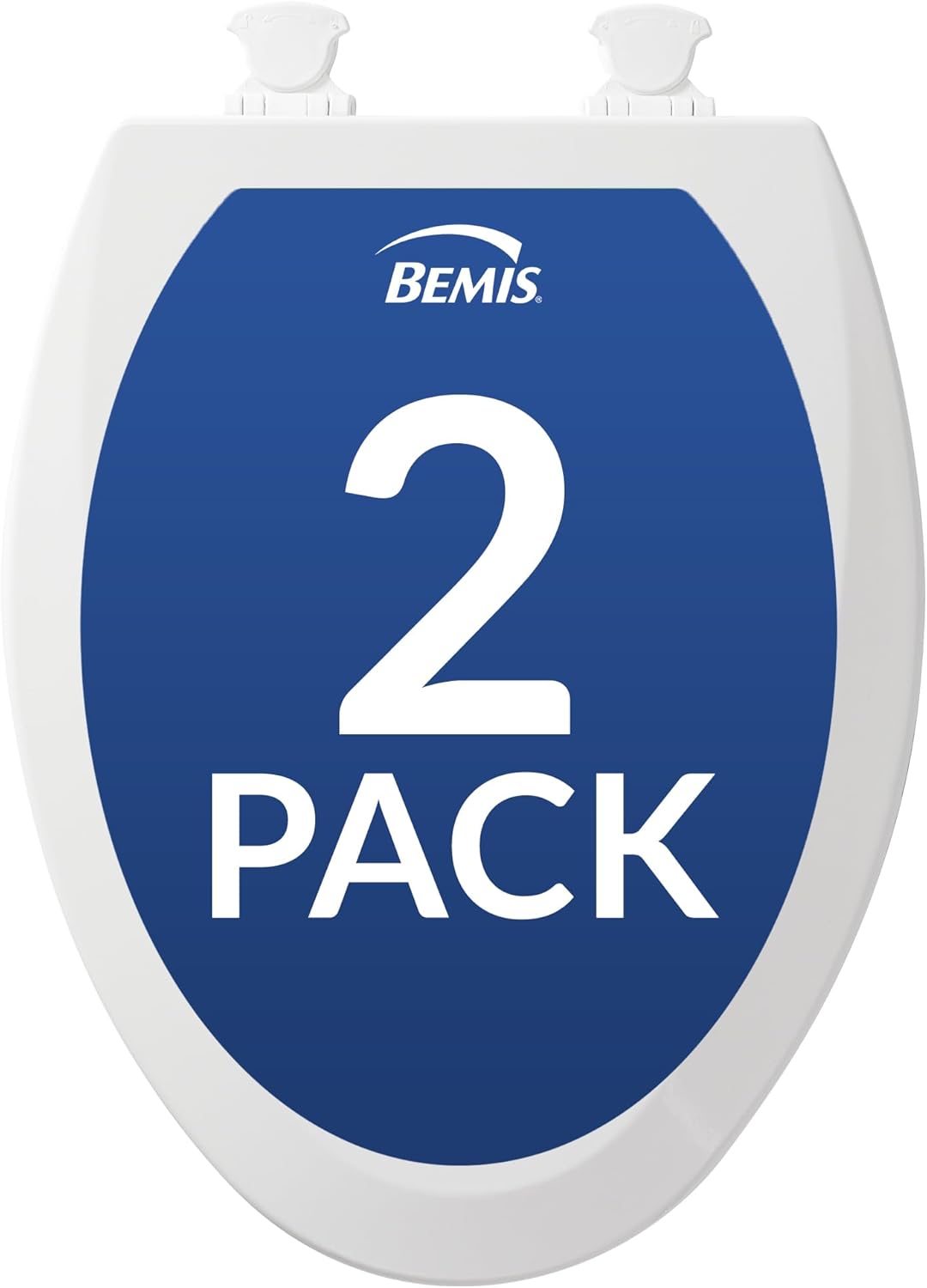 Bemis 1500EC Durable Wood Toilet Seat with Easy Clean Hinges, Made in USA, Elongated, White, 2-Pack