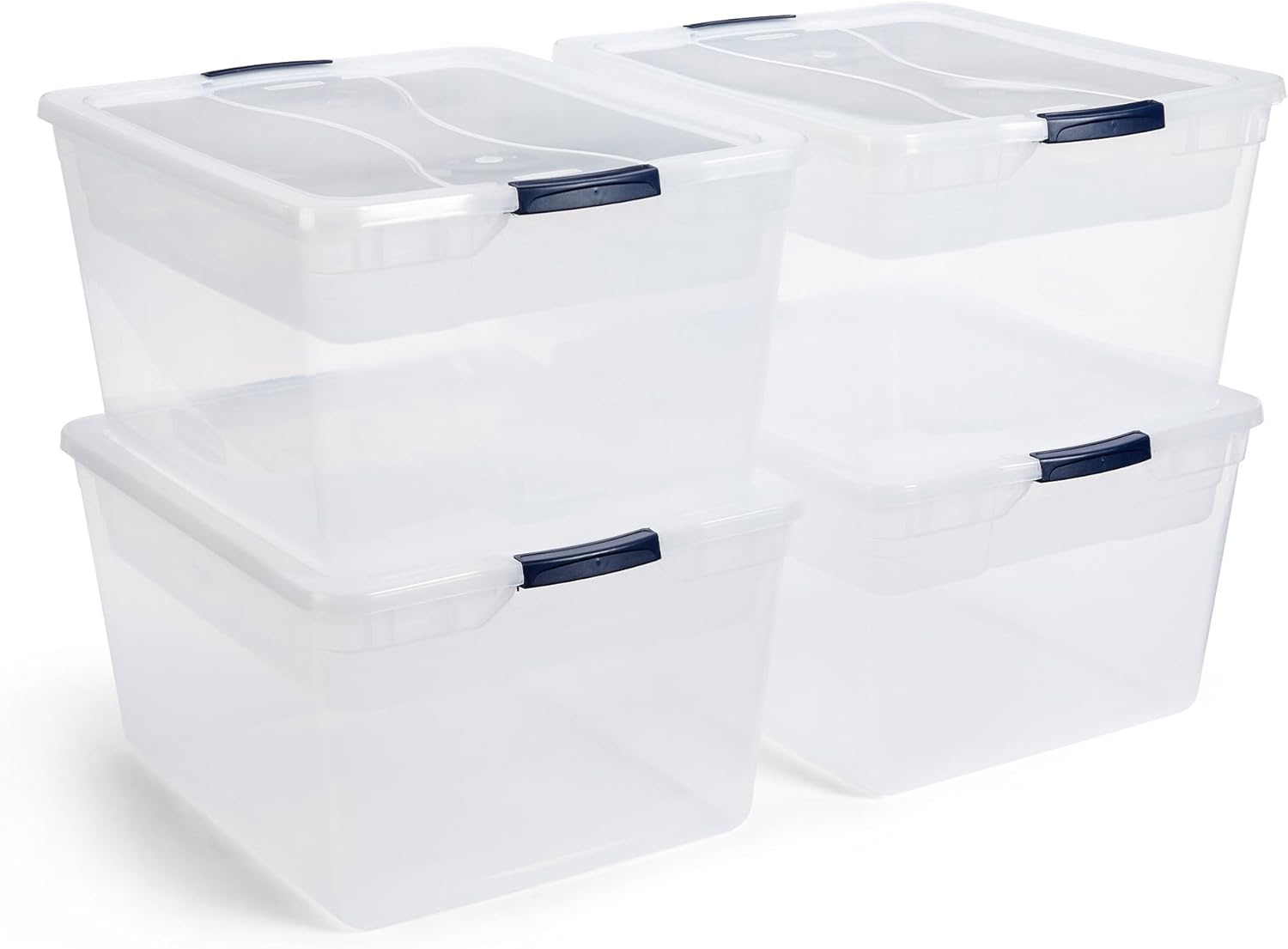 Rubbermaid Cleverstore 71 Qt Clear Storage Bins with Lids, 4-Pack, Stackable, BPA-Free, Made in USA