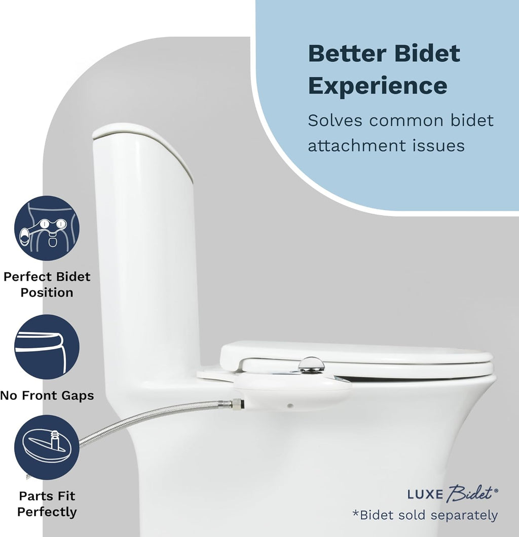 LUXE TS1008E Elongated Comfort Fit Toilet Seat with Slow Close, Quick Release Hinges, and Non-Slip Bumpers (White)
