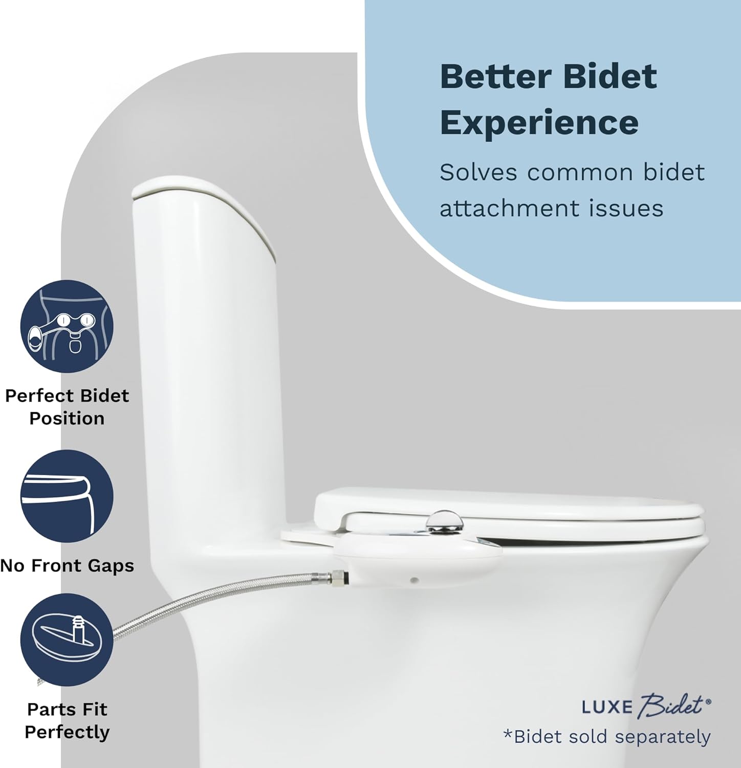 LUXE TS1008E Elongated Comfort Fit Toilet Seat with Slow Close, Quick Release Hinges, and Non-Slip Bumpers (White)