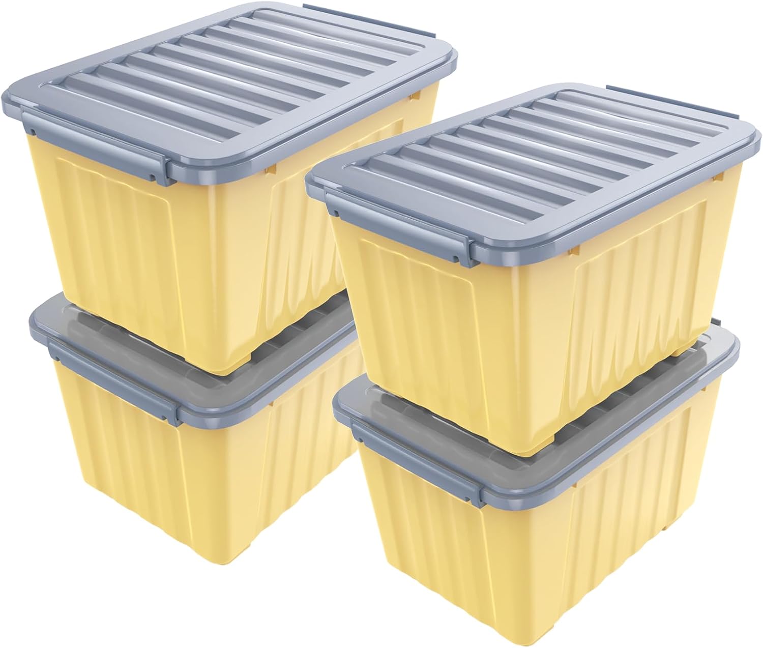 Nazhura 72 Quart Plastic Storage Bin, Stackable and Nestable Storage Boxes with Lids and Secure Latching Buckles, Large Storage Container (Clear, 72Quart-6Pack)