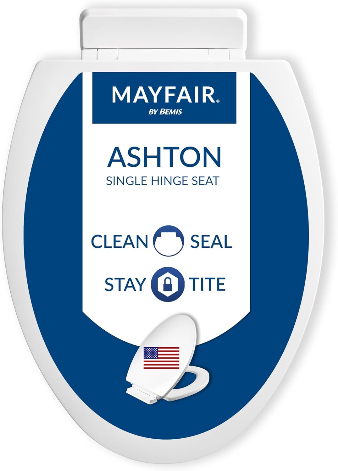 Mayfair Linden Slow Close Toilet Seat, Non Slip Heavy Duty Wood, Easy Install, Made in USA, Elongated, White, 2 Pack