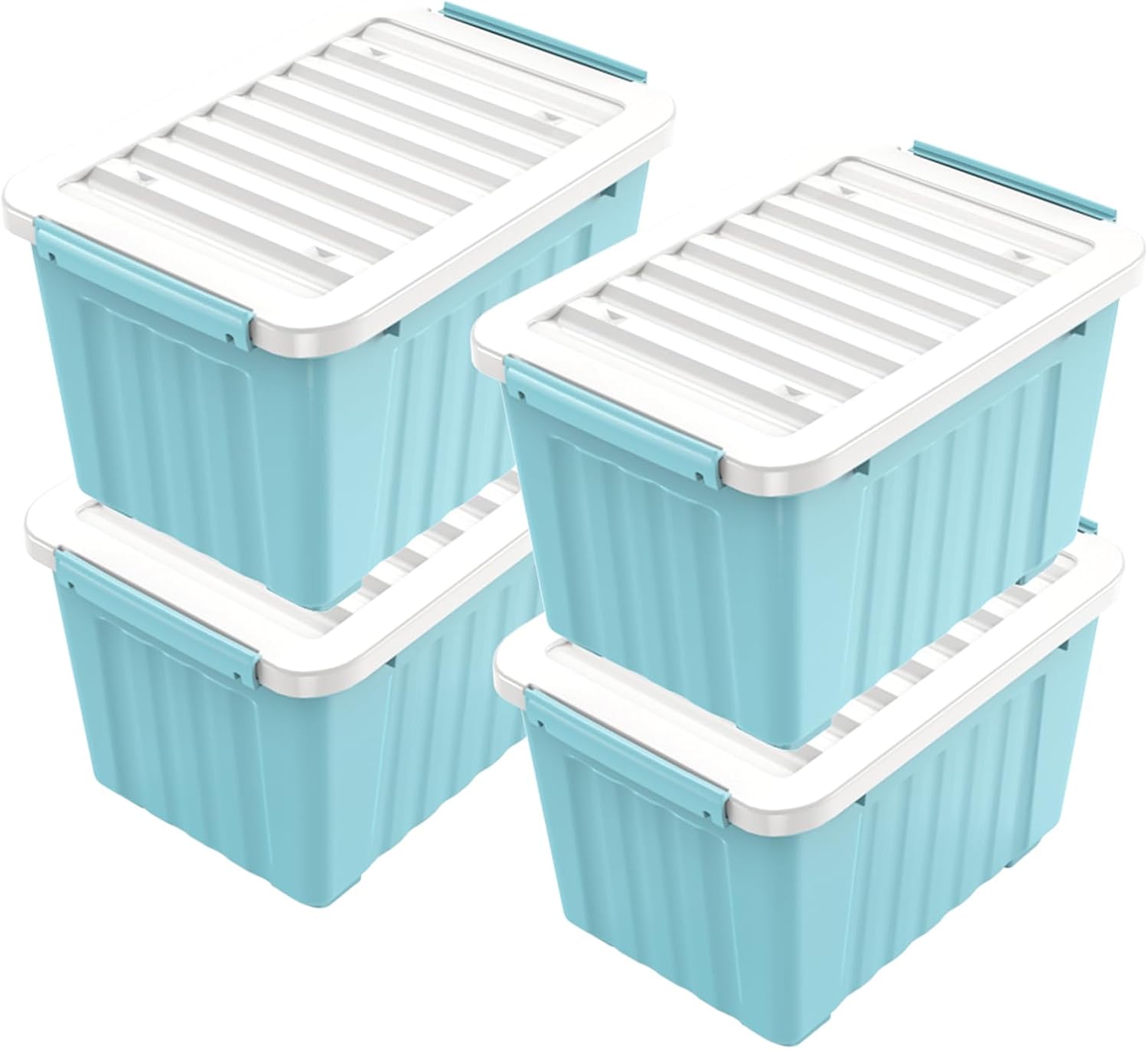 Nazhura 72 Quart Plastic Storage Bin, Stackable and Nestable Storage Boxes with Lids and Secure Latching Buckles, Large Storage Container (Clear, 72Quart-6Pack)