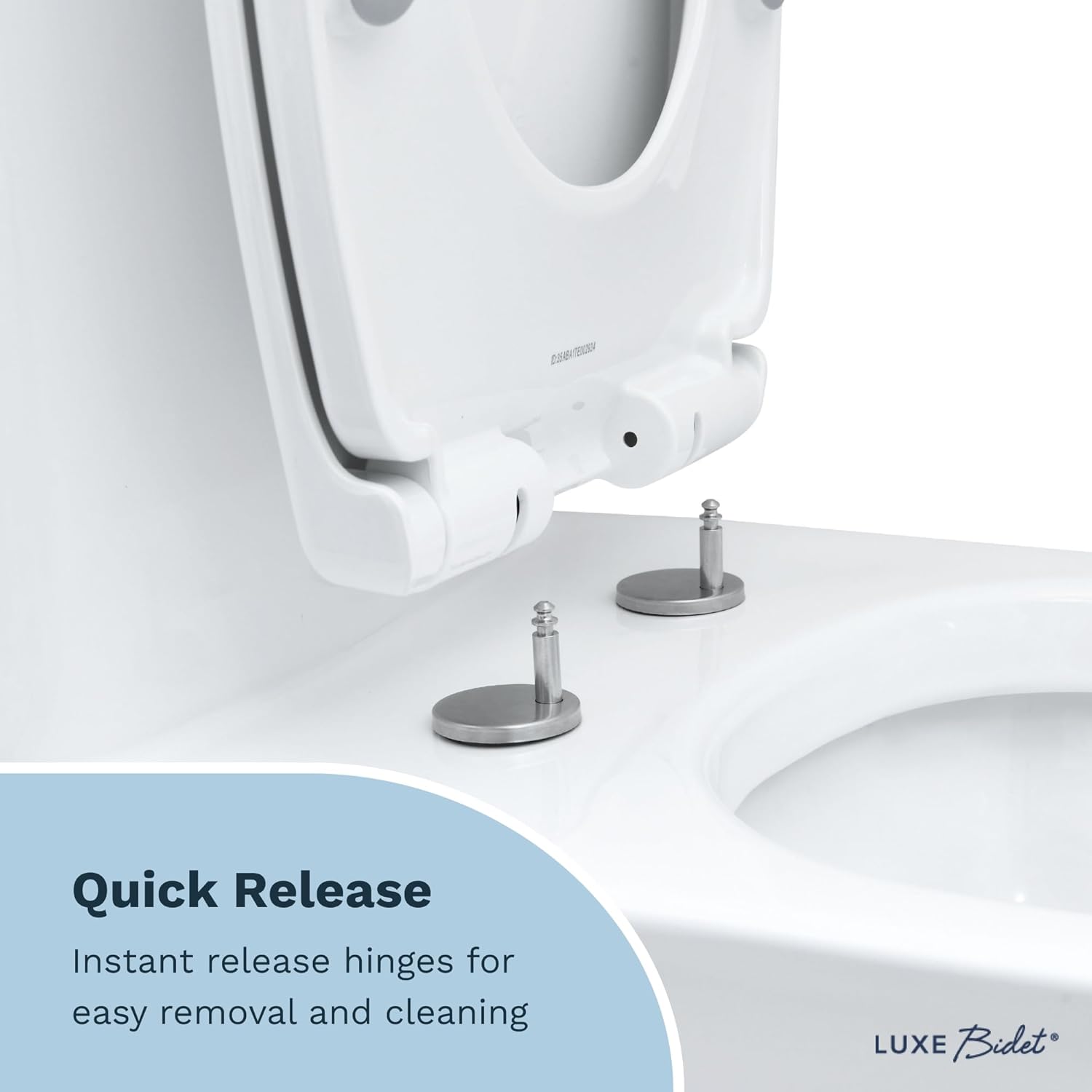 LUXE TS1008E Elongated Comfort Fit Toilet Seat with Slow Close, Quick Release Hinges, and Non-Slip Bumpers (White)