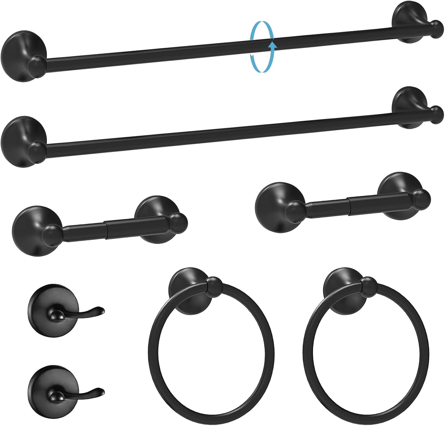 Newfun 8-Pieces Polished Chrome Bathroom Accessories Set, 24 Inch Bath Towel Bar Set, SUS 304 Stainless Steel Bathroom Hardware Set, Towel Racks for Bathroom Wall Mounted