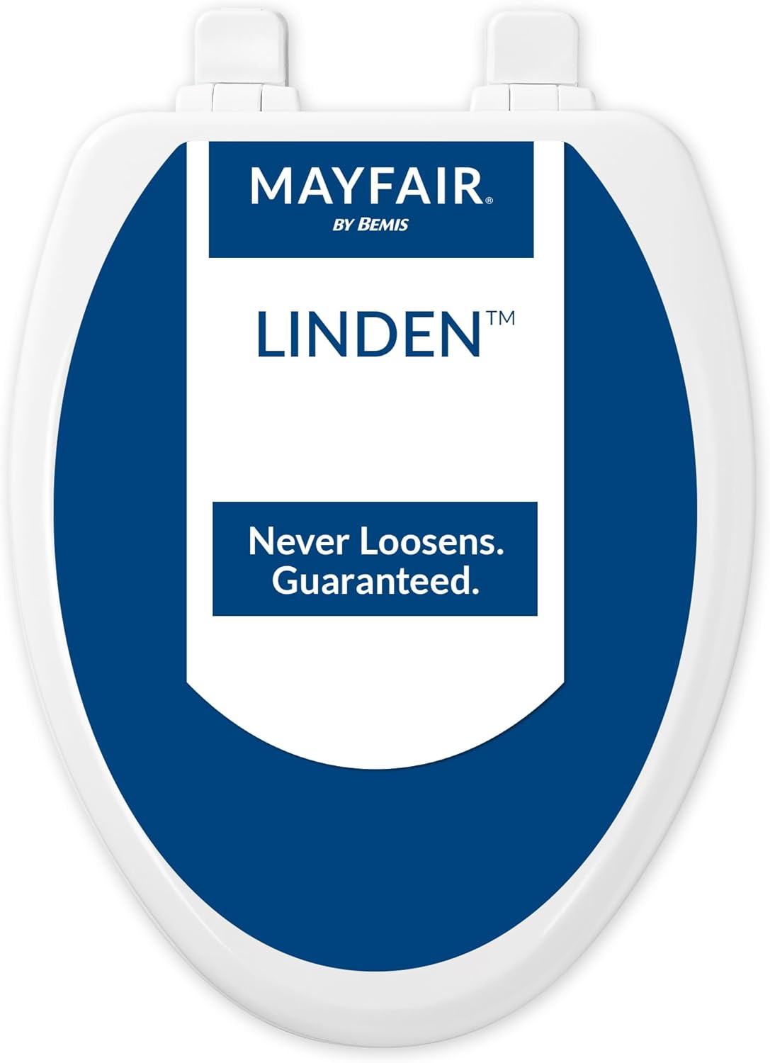 Mayfair Linden Slow Close Toilet Seat, Non Slip Heavy Duty Wood, Easy Install, Made in USA, Elongated, White, 2 Pack