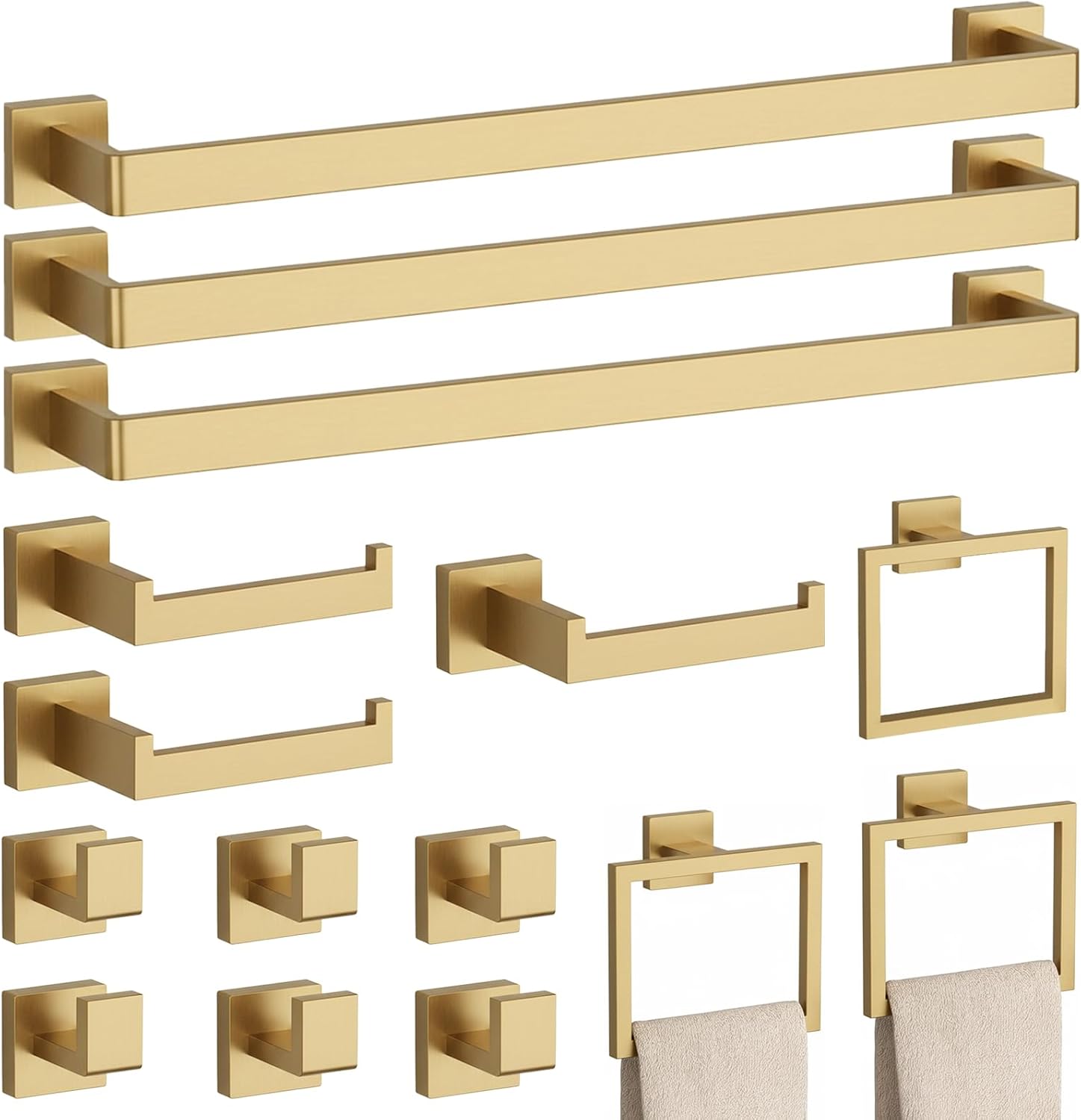 10-Pieces Matte Black Bathroom Accessories Set, 23.6 Inch Bath Towel Bar Set, SUS 304 Stainless Steel Bathroom Hardware Set, Towel Racks for Bathroom Wall Mounted.