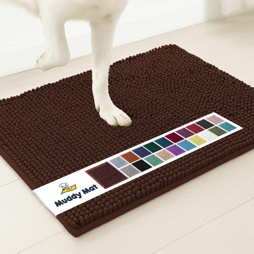 Muddy Mat® | Super Absorbent Door Mat Indoor, Microfiber Quick Dry Chenille Entryway Rug, Non-Slip Front Door Mat, Indoor Mats for Entryway, Machine Washable Pet Rug, Grey XXXL 72"X48"