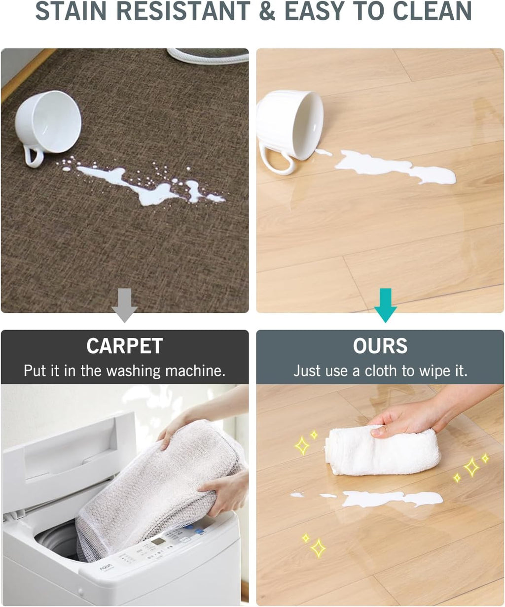 FURKIT Area Mat for Hard Floor, 6'×9' Transparent PVC Area Rug for Home, Waterproof No Smell Protector for Dining Room, Large Durable Mats for Rolling Chair, Kitchen, Living Room, High Traffic Area