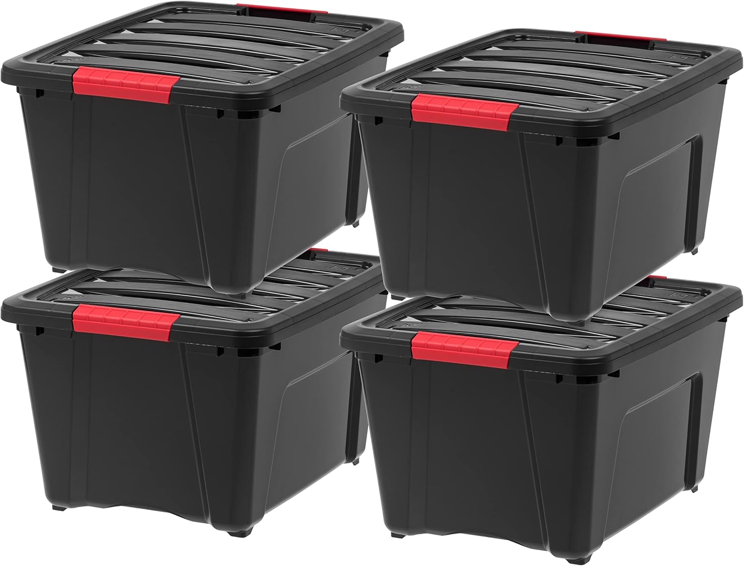 IRIS USA 54 Qt Stackable Plastic Storage Bins with Lids, 6 Pack - BPA-Free, Made in USA - See-Through Organizing Solution, Latches, Durable Nestable Containers, Secure Pull Handle - Clear
