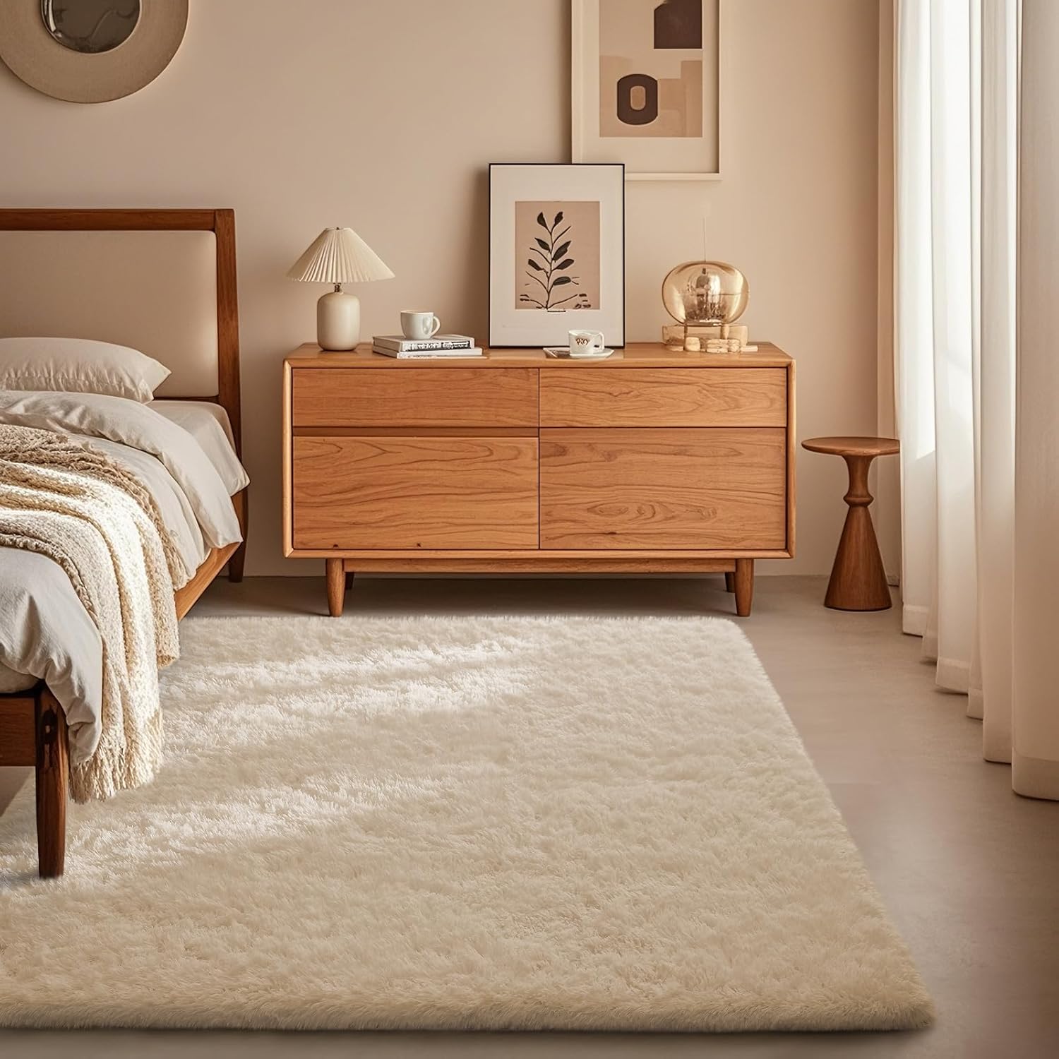 Ophanie 5x8 Blue Rugs for Living Room, Kids Nursery Rug Aesthetic, Playroom Navy Area Rugs for Boys Girls Teen Home Decor, Fluffy Fuzzy Soft Plush Shaggy Bedside Floor Bedroom Carpet for Teen