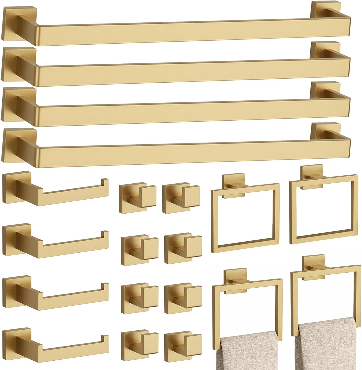 10-Pieces Matte Black Bathroom Accessories Set, 23.6 Inch Bath Towel Bar Set, SUS 304 Stainless Steel Bathroom Hardware Set, Towel Racks for Bathroom Wall Mounted.