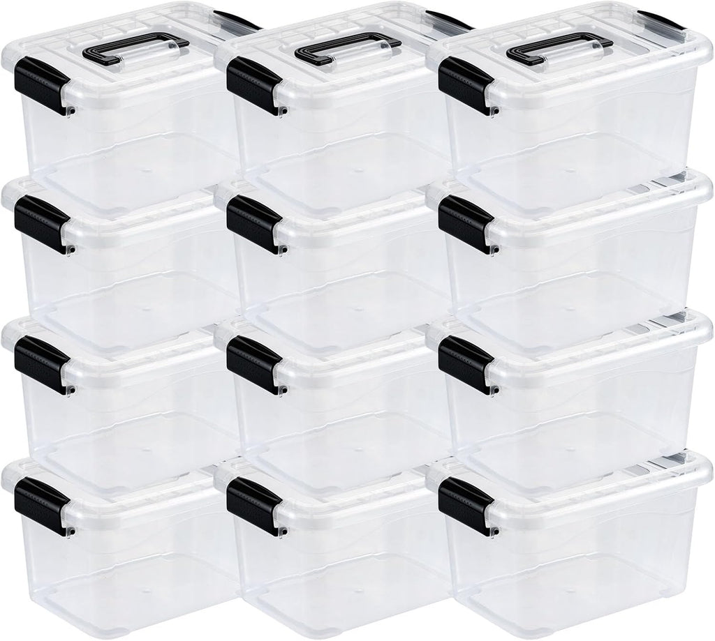 Nazhura 72 Quart Plastic Storage Bin, Stackable and Nestable Storage Boxes with Lids and Secure Latching Buckles, Large Storage Container (Clear, 72Quart-6Pack)