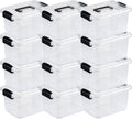 Nazhura 72 Quart Plastic Storage Bin, Stackable and Nestable Storage Boxes with Lids and Secure Latching Buckles, Large Storage Container (Clear, 72Quart-6Pack)
