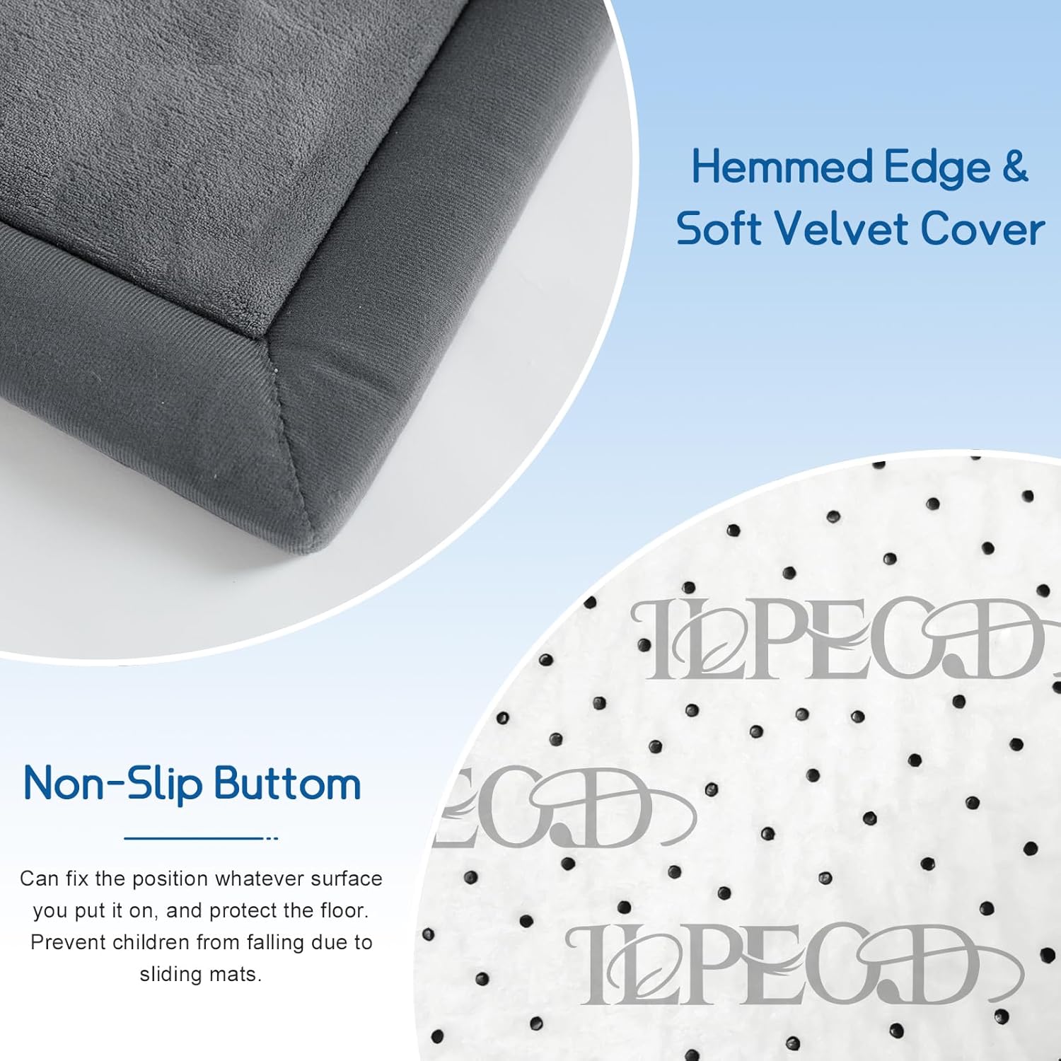 ILPEOD Baby Play Mat for Floor Tummy Time Nursery Rug Muscle Area Rug Playroom Rug Tatami Mat 6'7"x4'11" Memory Foam 1.3" Thick Crawling For Babies,Toddlers, Infants, Kids,Floor Mat(Grey)