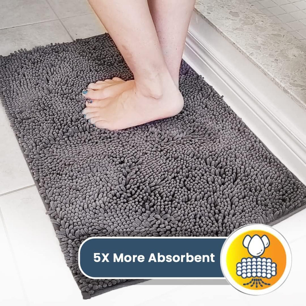 Muddy Mat® | Super Absorbent Door Mat Indoor, Microfiber Quick Dry Chenille Entryway Rug, Non-Slip Front Door Mat, Indoor Mats for Entryway, Machine Washable Pet Rug, Grey XXXL 72"X48"