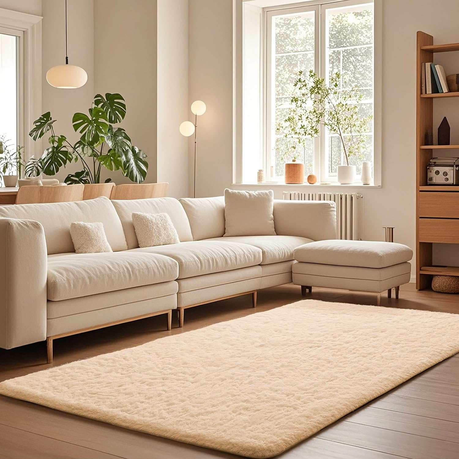 Ophanie 5x8 Blue Rugs for Living Room, Kids Nursery Rug Aesthetic, Playroom Navy Area Rugs for Boys Girls Teen Home Decor, Fluffy Fuzzy Soft Plush Shaggy Bedside Floor Bedroom Carpet for Teen