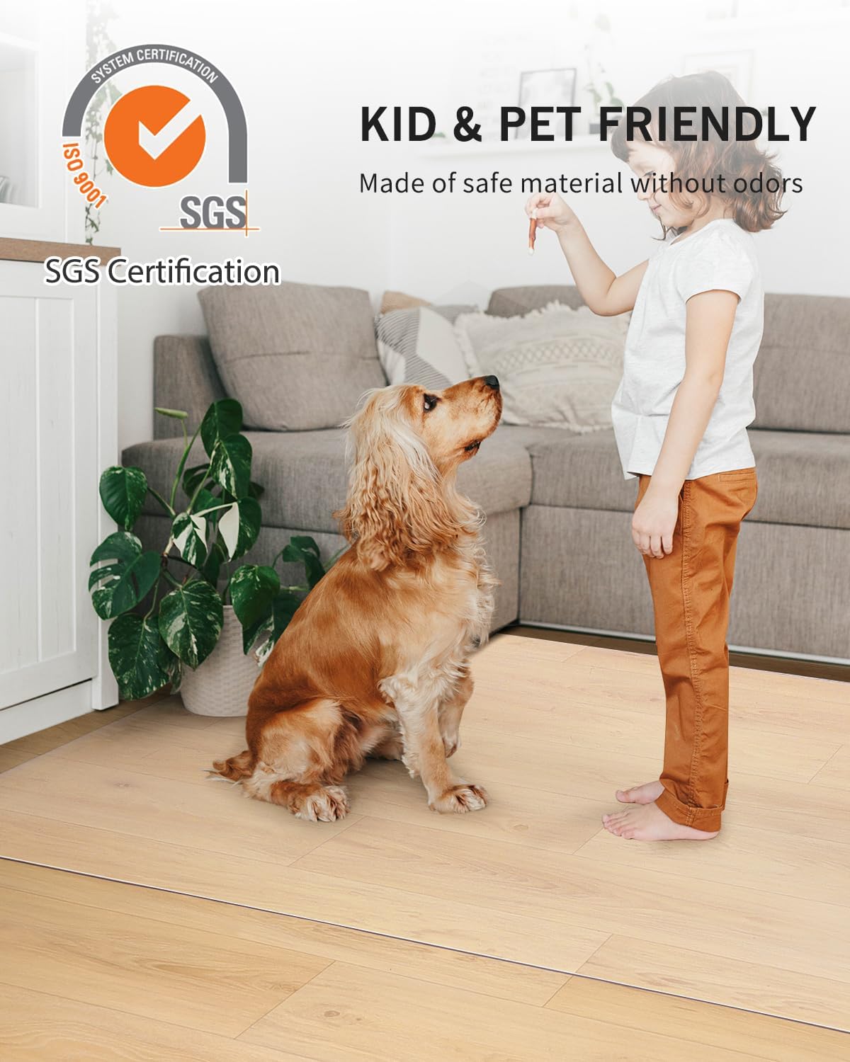 FURKIT Area Mat for Hard Floor, 6'×9' Transparent PVC Area Rug for Home, Waterproof No Smell Protector for Dining Room, Large Durable Mats for Rolling Chair, Kitchen, Living Room, High Traffic Area