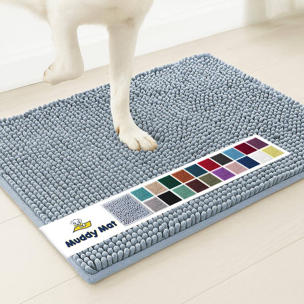 Muddy Mat® | Super Absorbent Door Mat Indoor, Microfiber Quick Dry Chenille Entryway Rug, Non-Slip Front Door Mat, Indoor Mats for Entryway, Machine Washable Pet Rug, Grey XXXL 72"X48"