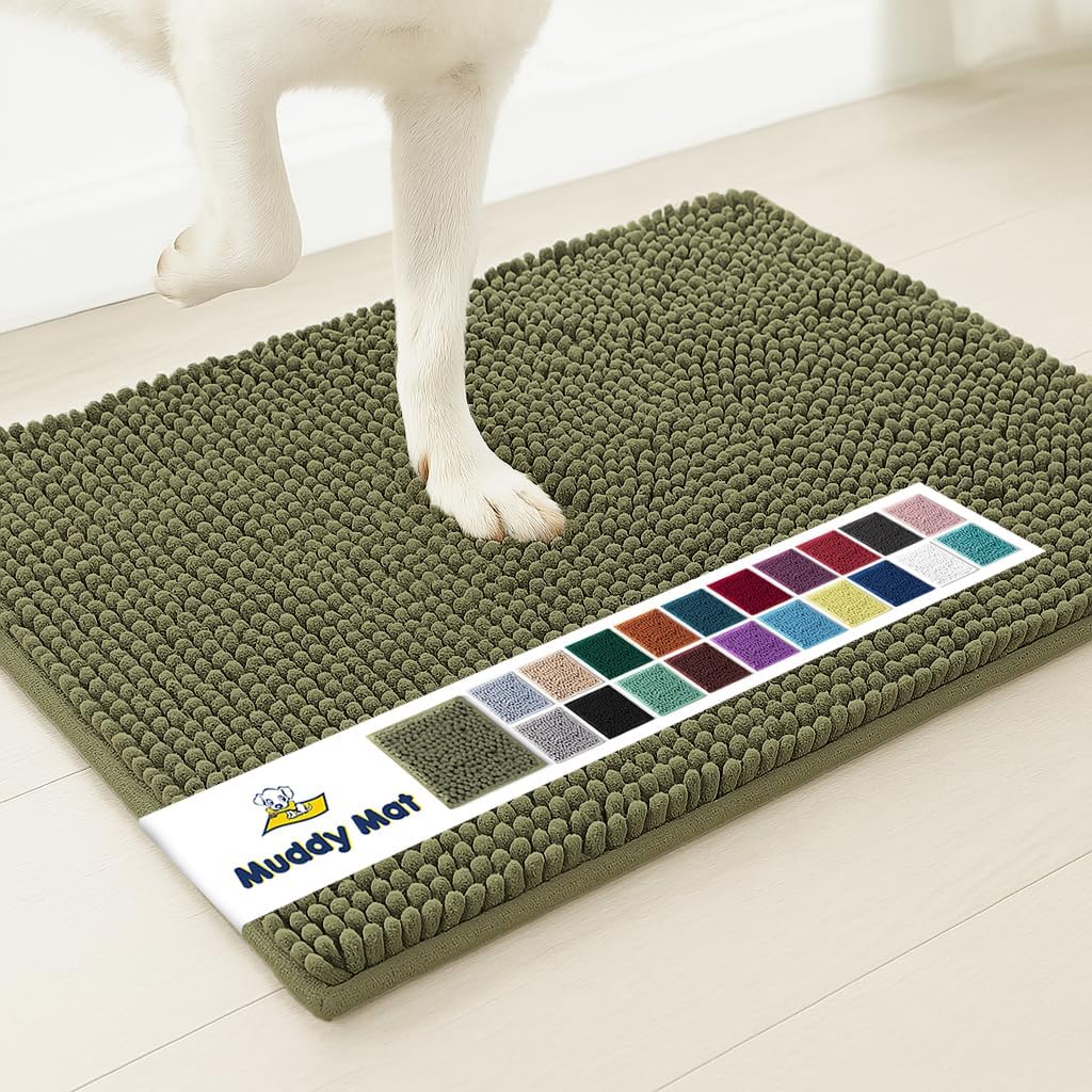 Muddy Mat® | Super Absorbent Door Mat Indoor, Microfiber Quick Dry Chenille Entryway Rug, Non-Slip Front Door Mat, Indoor Mats for Entryway, Machine Washable Pet Rug, Grey XXXL 72"X48"