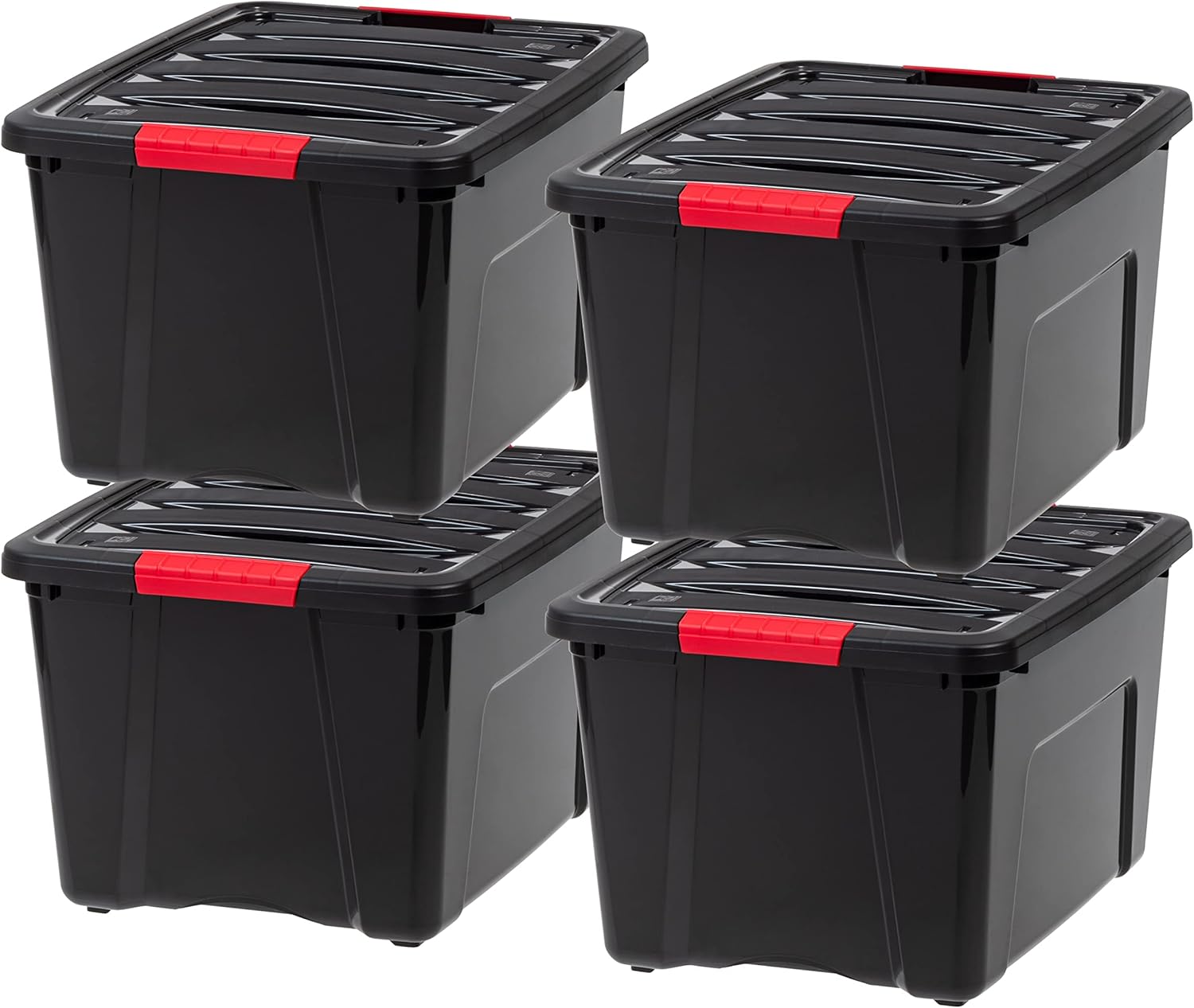 IRIS USA 54 Qt Stackable Plastic Storage Bins with Lids, 6 Pack - BPA-Free, Made in USA - See-Through Organizing Solution, Latches, Durable Nestable Containers, Secure Pull Handle - Clear