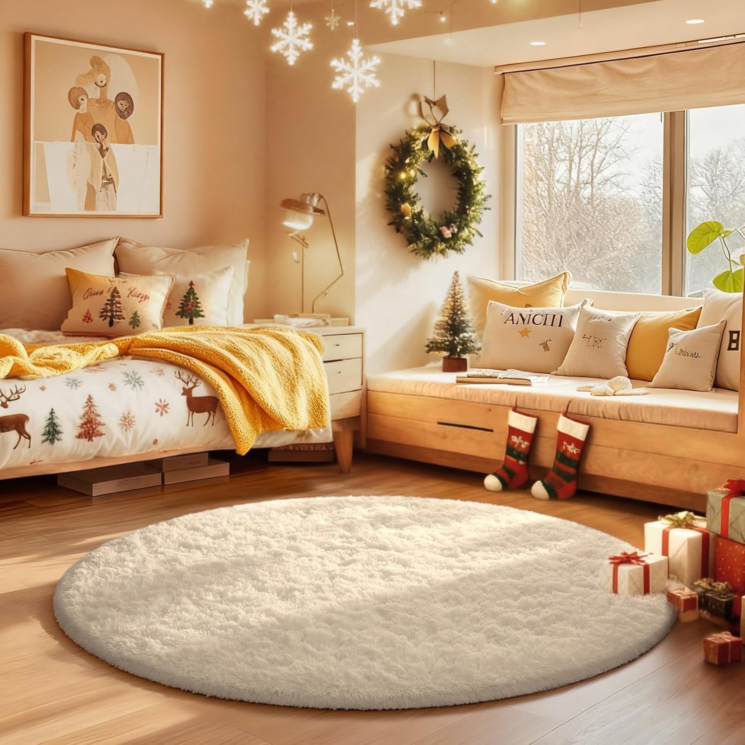 Ophanie 5x8 Blue Rugs for Living Room, Kids Nursery Rug Aesthetic, Playroom Navy Area Rugs for Boys Girls Teen Home Decor, Fluffy Fuzzy Soft Plush Shaggy Bedside Floor Bedroom Carpet for Teen