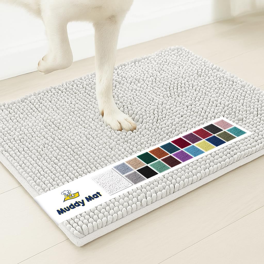 Muddy Mat® | Super Absorbent Door Mat Indoor, Microfiber Quick Dry Chenille Entryway Rug, Non-Slip Front Door Mat, Indoor Mats for Entryway, Machine Washable Pet Rug, Grey XXXL 72"X48"