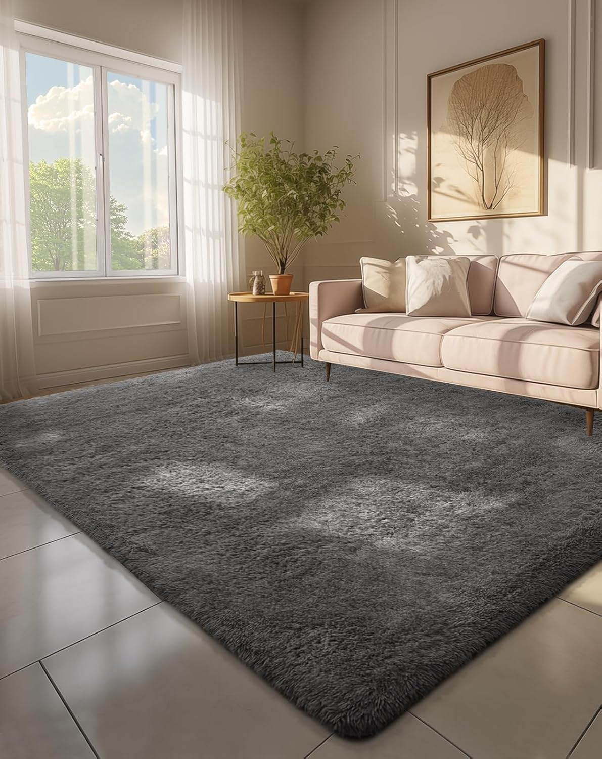 Ophanie 5x8 Blue Rugs for Living Room, Kids Nursery Rug Aesthetic, Playroom Navy Area Rugs for Boys Girls Teen Home Decor, Fluffy Fuzzy Soft Plush Shaggy Bedside Floor Bedroom Carpet for Teen