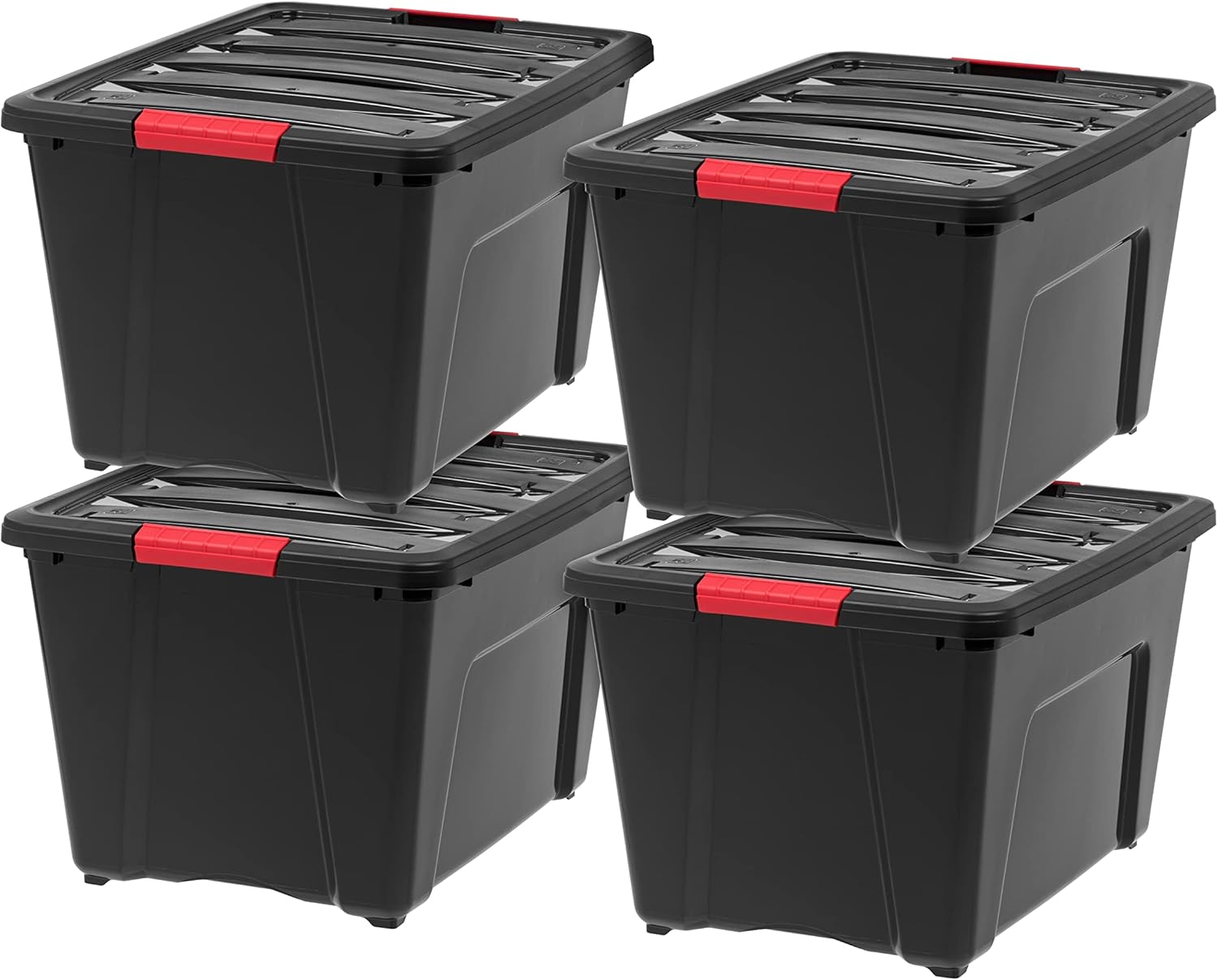 IRIS USA 54 Qt Stackable Plastic Storage Bins with Lids, 6 Pack - BPA-Free, Made in USA - See-Through Organizing Solution, Latches, Durable Nestable Containers, Secure Pull Handle - Clear