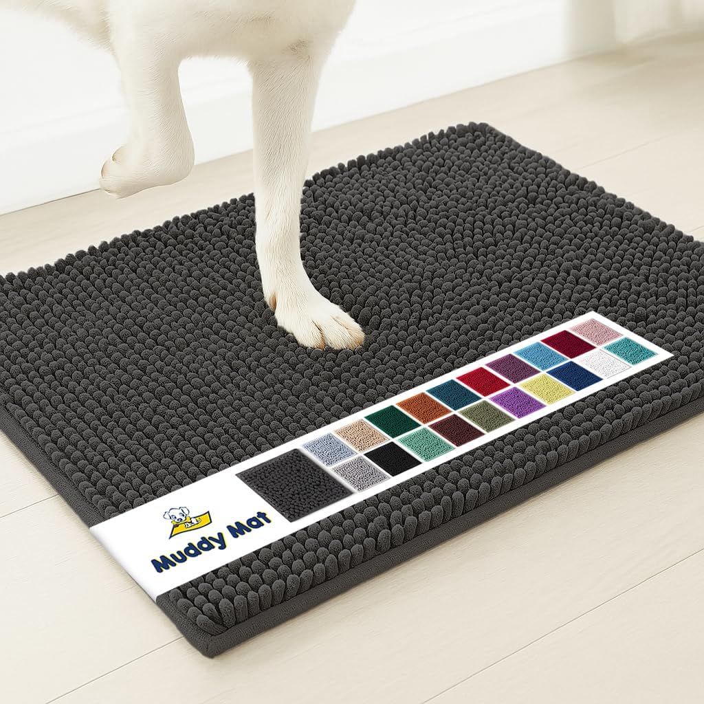 Muddy Mat® | Super Absorbent Door Mat Indoor, Microfiber Quick Dry Chenille Entryway Rug, Non-Slip Front Door Mat, Indoor Mats for Entryway, Machine Washable Pet Rug, Grey XXXL 72"X48"