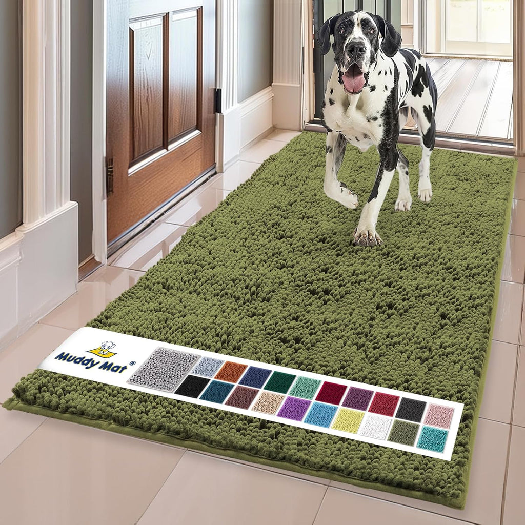 Muddy Mat® | Super Absorbent Door Mat Indoor, Microfiber Quick Dry Chenille Entryway Rug, Non-Slip Front Door Mat, Indoor Mats for Entryway, Machine Washable Pet Rug, Grey XXXL 72"X48"