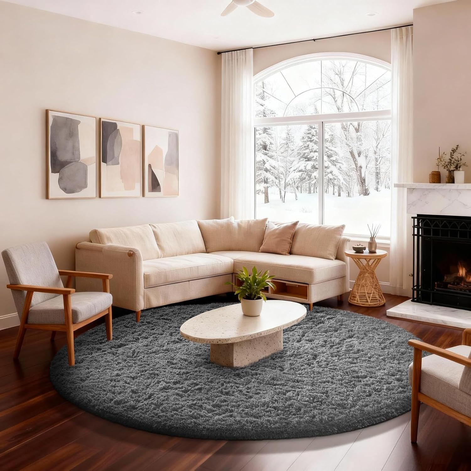 Ophanie 5x8 Blue Rugs for Living Room, Kids Nursery Rug Aesthetic, Playroom Navy Area Rugs for Boys Girls Teen Home Decor, Fluffy Fuzzy Soft Plush Shaggy Bedside Floor Bedroom Carpet for Teen