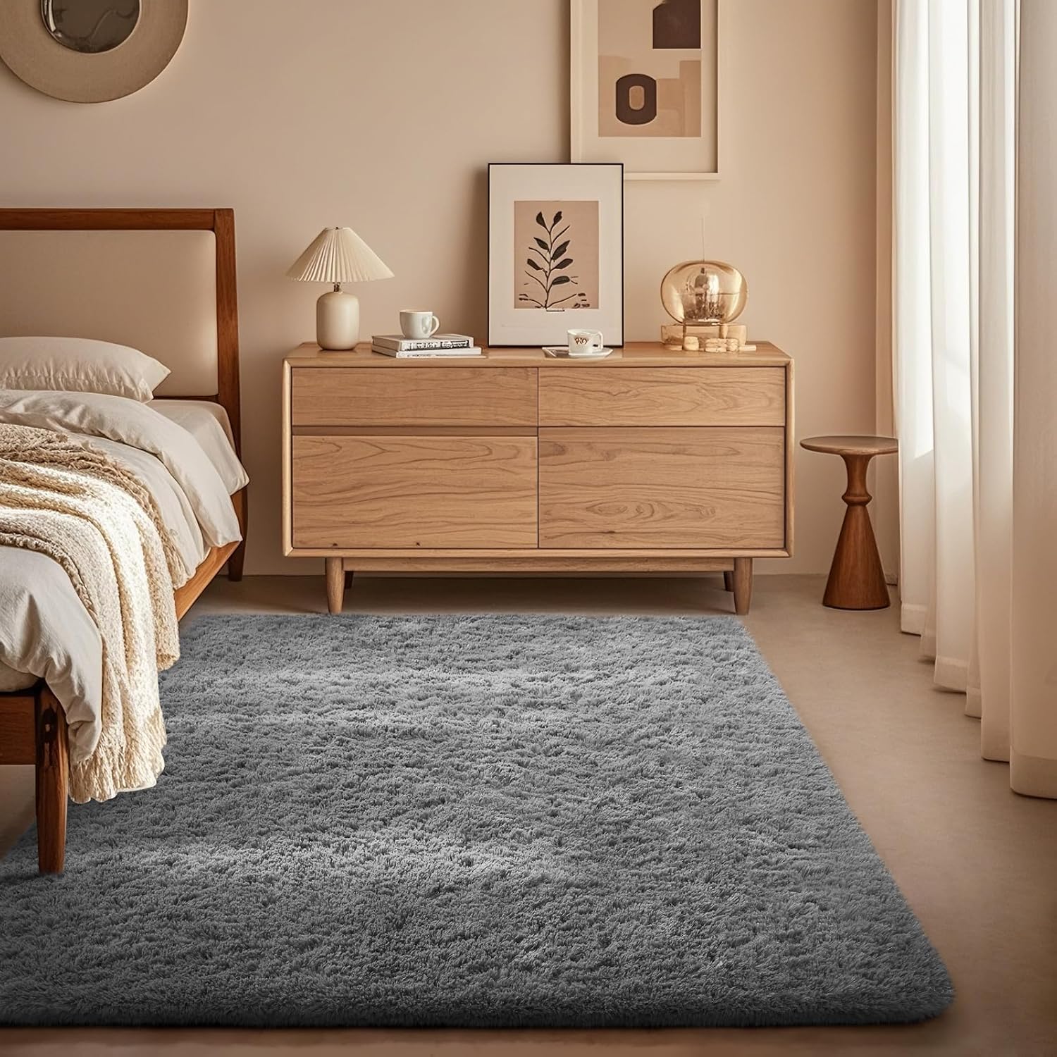 Ophanie 5x8 Blue Rugs for Living Room, Kids Nursery Rug Aesthetic, Playroom Navy Area Rugs for Boys Girls Teen Home Decor, Fluffy Fuzzy Soft Plush Shaggy Bedside Floor Bedroom Carpet for Teen