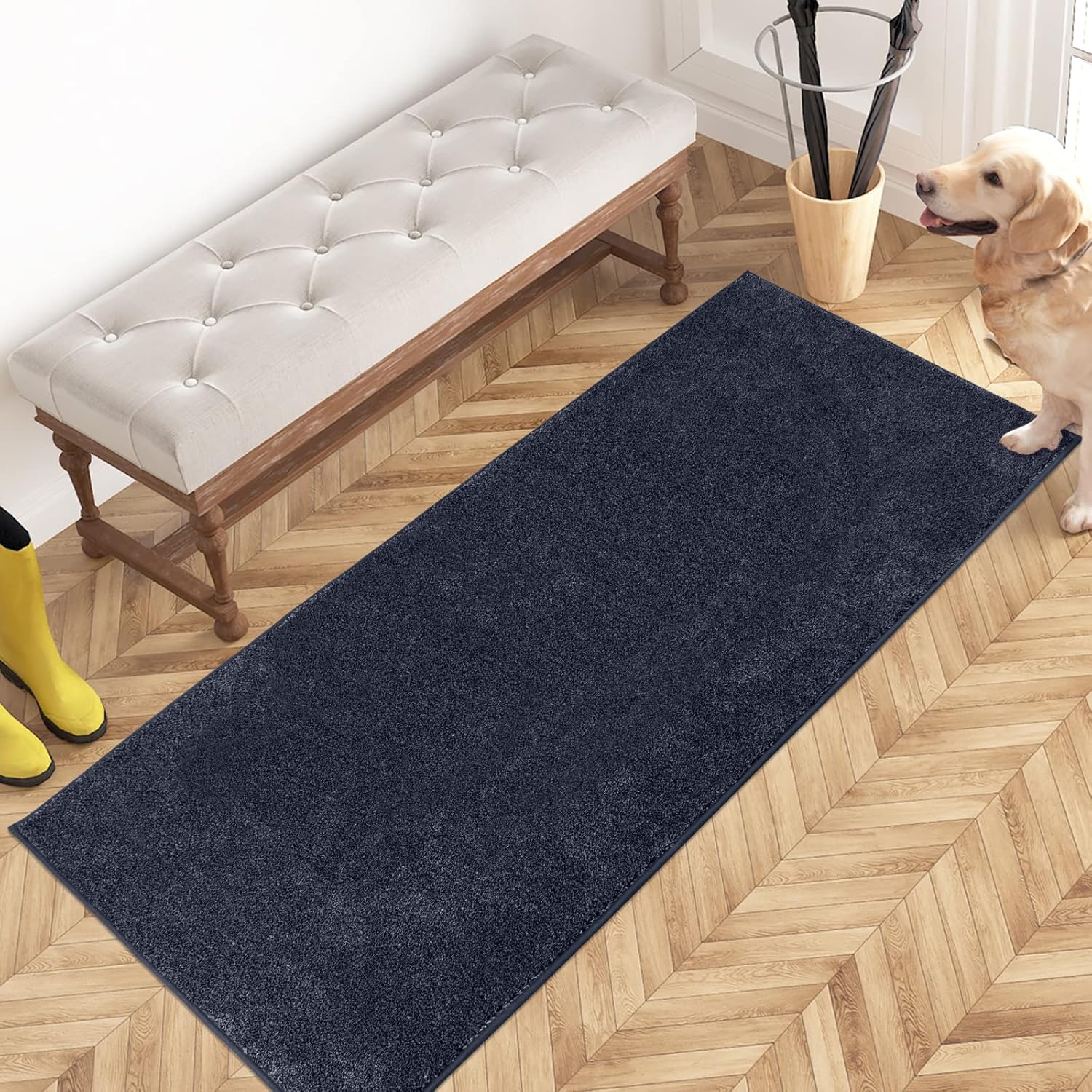 PURRUGS Easy Care Area Rug 4ft x 6ft, Non-Slip Machine Washable Entryway Rug, Dog Door Mat, Stain Resistant Accent Rug for Hallway, Living Room, Bedroom and Mudroom, Charcoal
