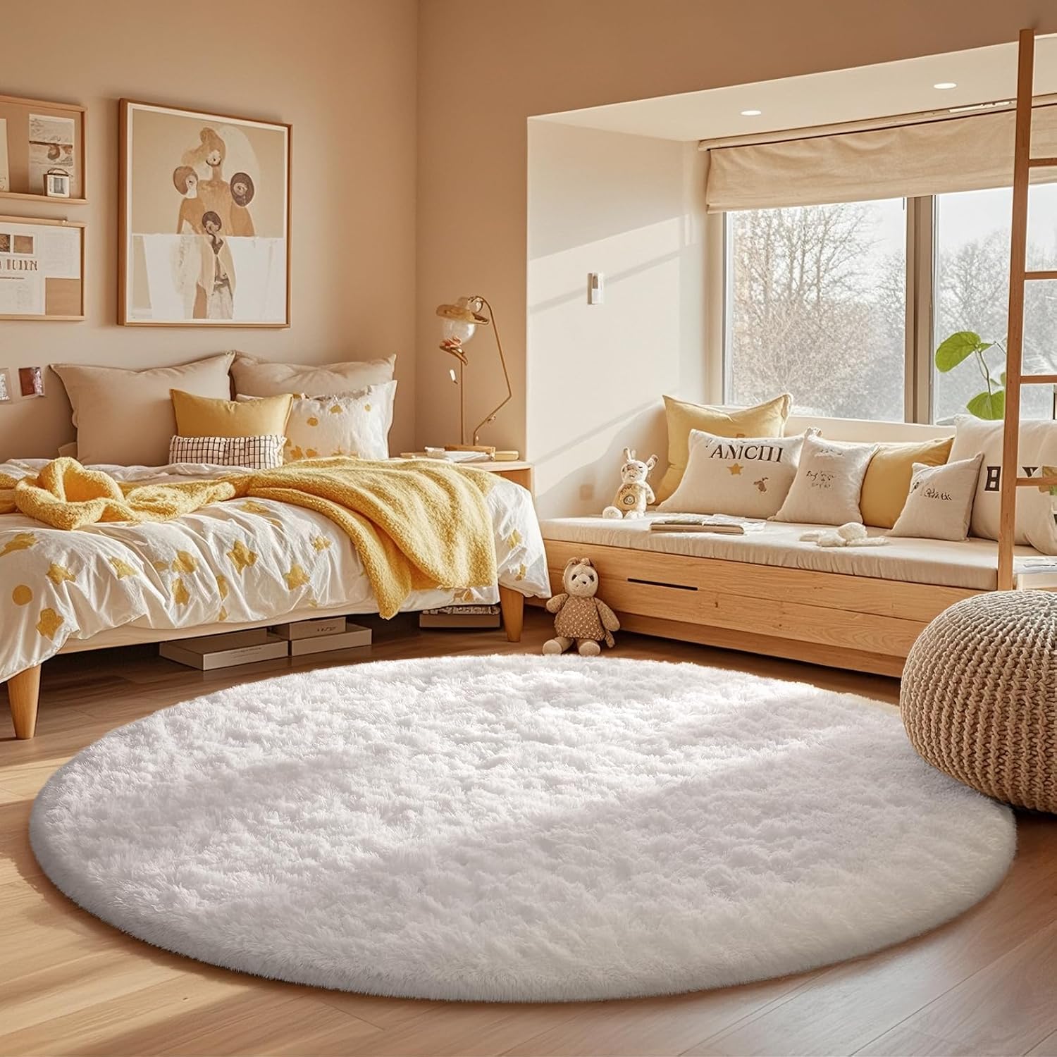 Ophanie 5x8 Blue Rugs for Living Room, Kids Nursery Rug Aesthetic, Playroom Navy Area Rugs for Boys Girls Teen Home Decor, Fluffy Fuzzy Soft Plush Shaggy Bedside Floor Bedroom Carpet for Teen